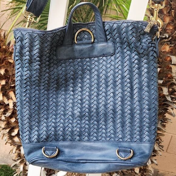 Blue Woven Leather Shoulder Bag - Picture 4 of 6